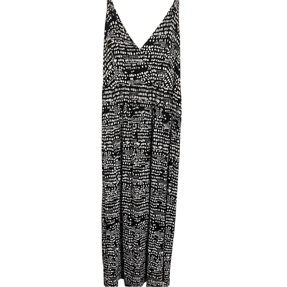 Ellos Black & White Strappy Maxi Dress Womens 22 Beachy Casual Stretch Summer